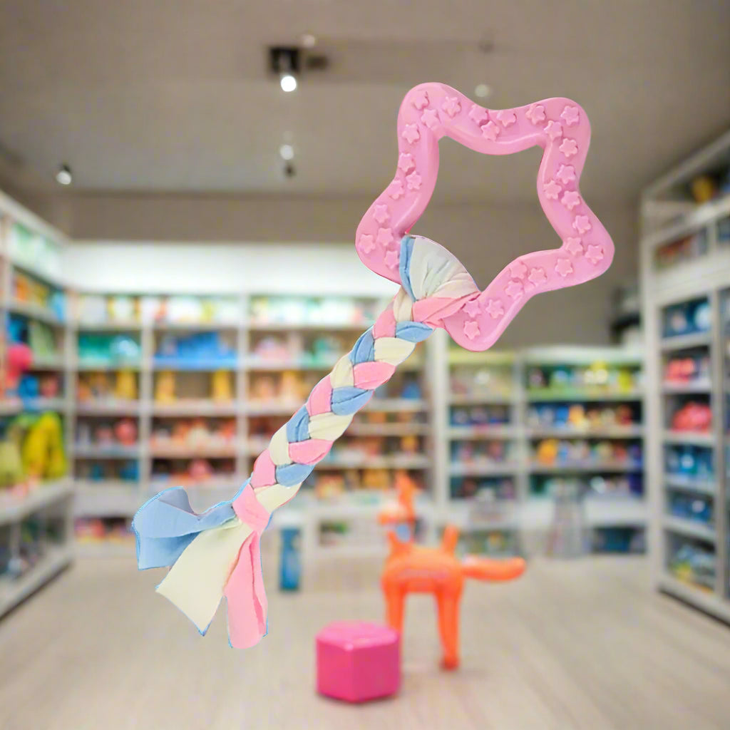 puppy moler teeth cleaning Dog Chew Toy: Pink Rubber Durable Molars Training Toys. - Sniff Waggle And Walk