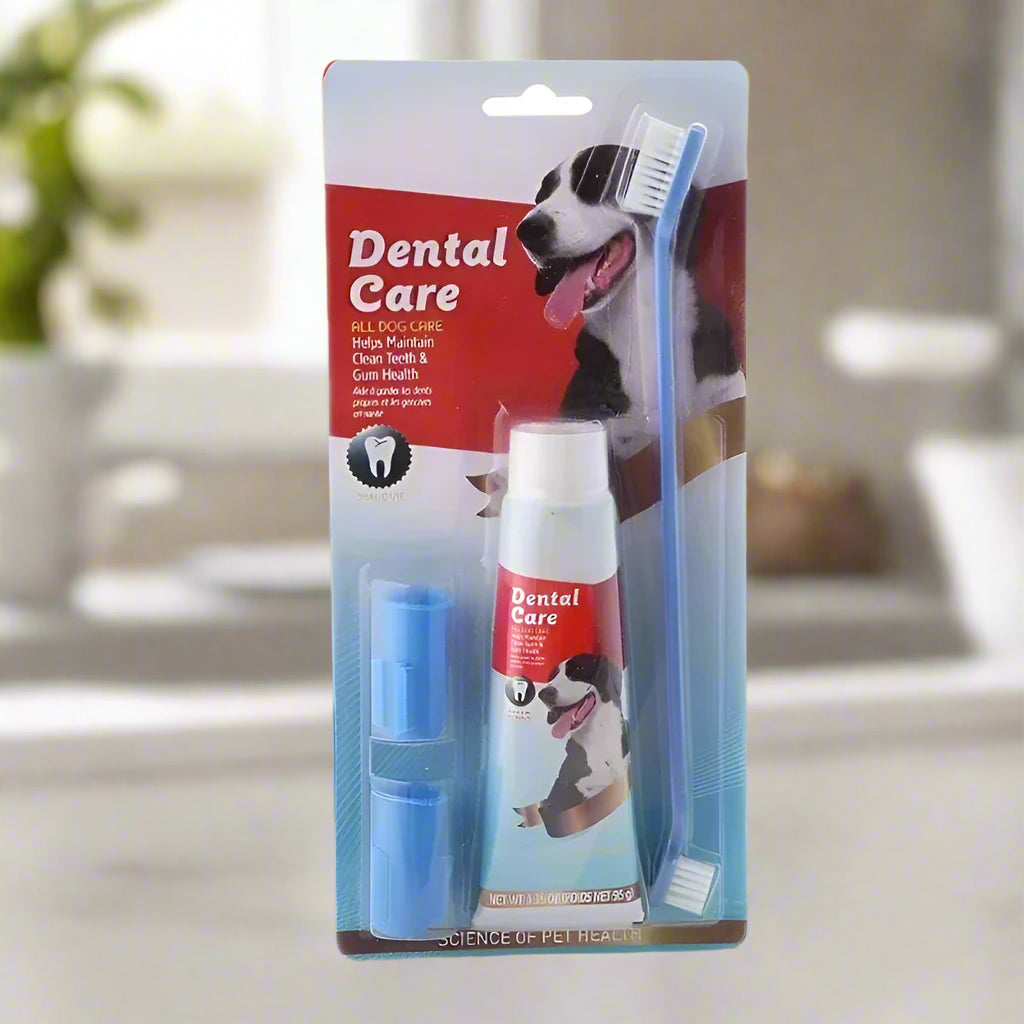 dog tooth Cleaning Kit Include Toothpaste & Soft Long Toothbrush & Finger Toothbrush. - Sniff Waggle And Walk
