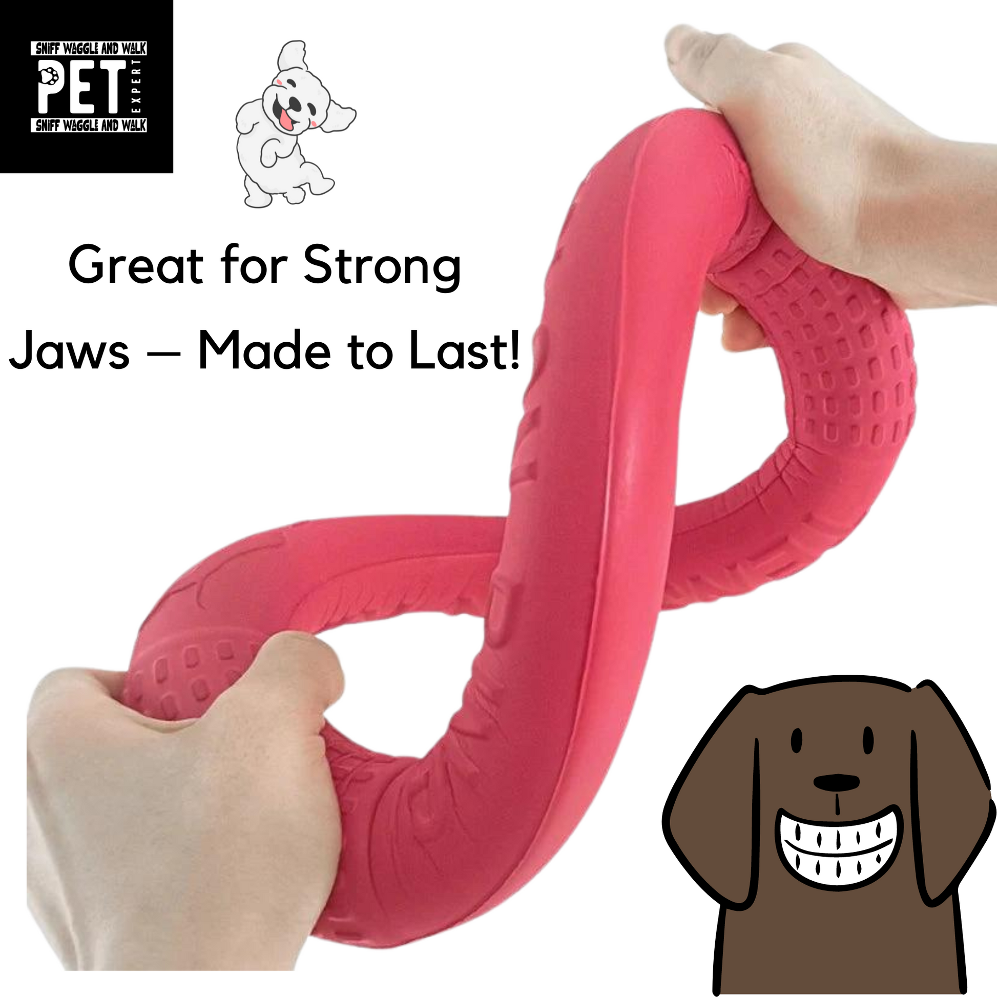 dog toy getting tested stretched bound super strong