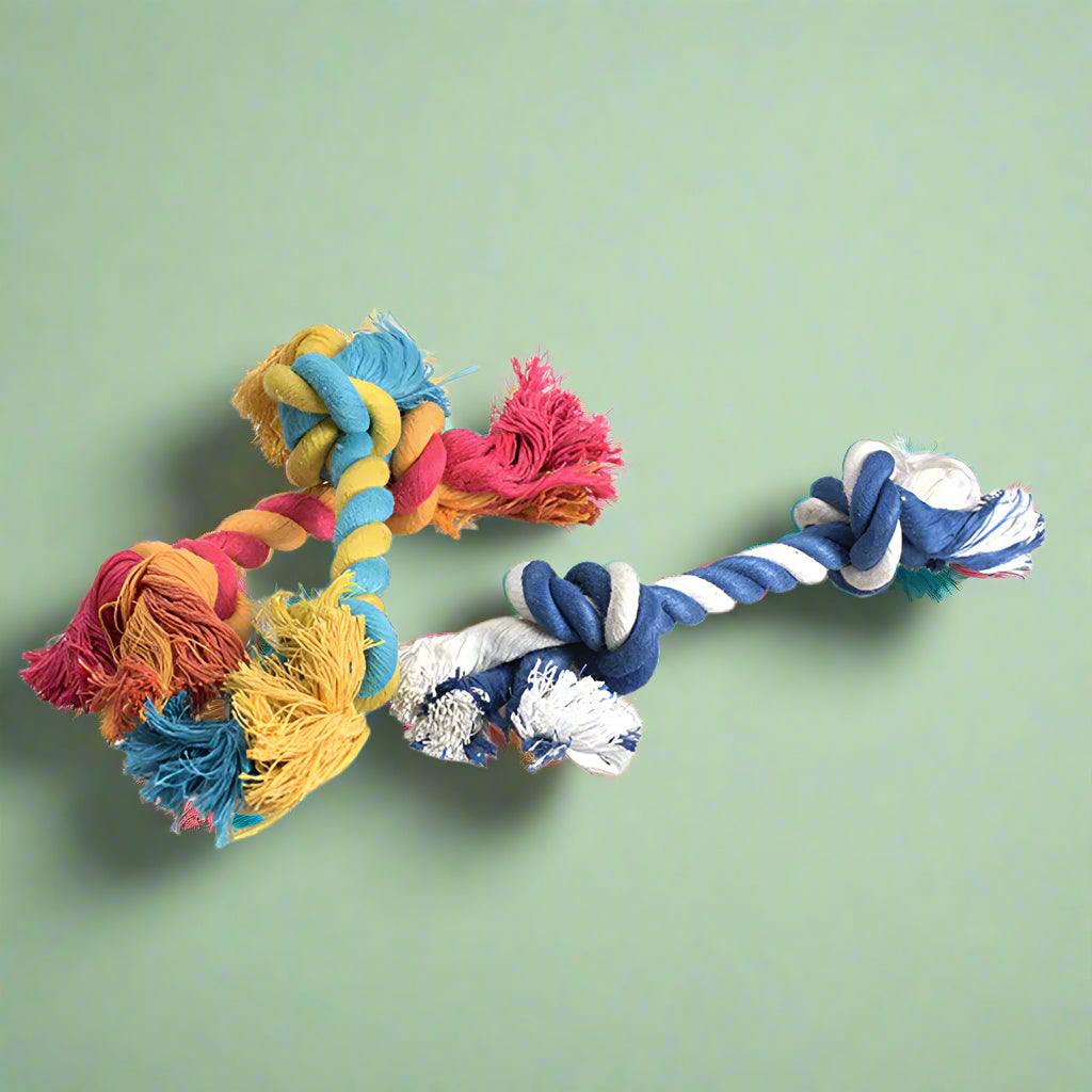 tough dog toy braided Chew Toy Durable Braided Bone Rope 18CM. - Sniff Waggle And Walk