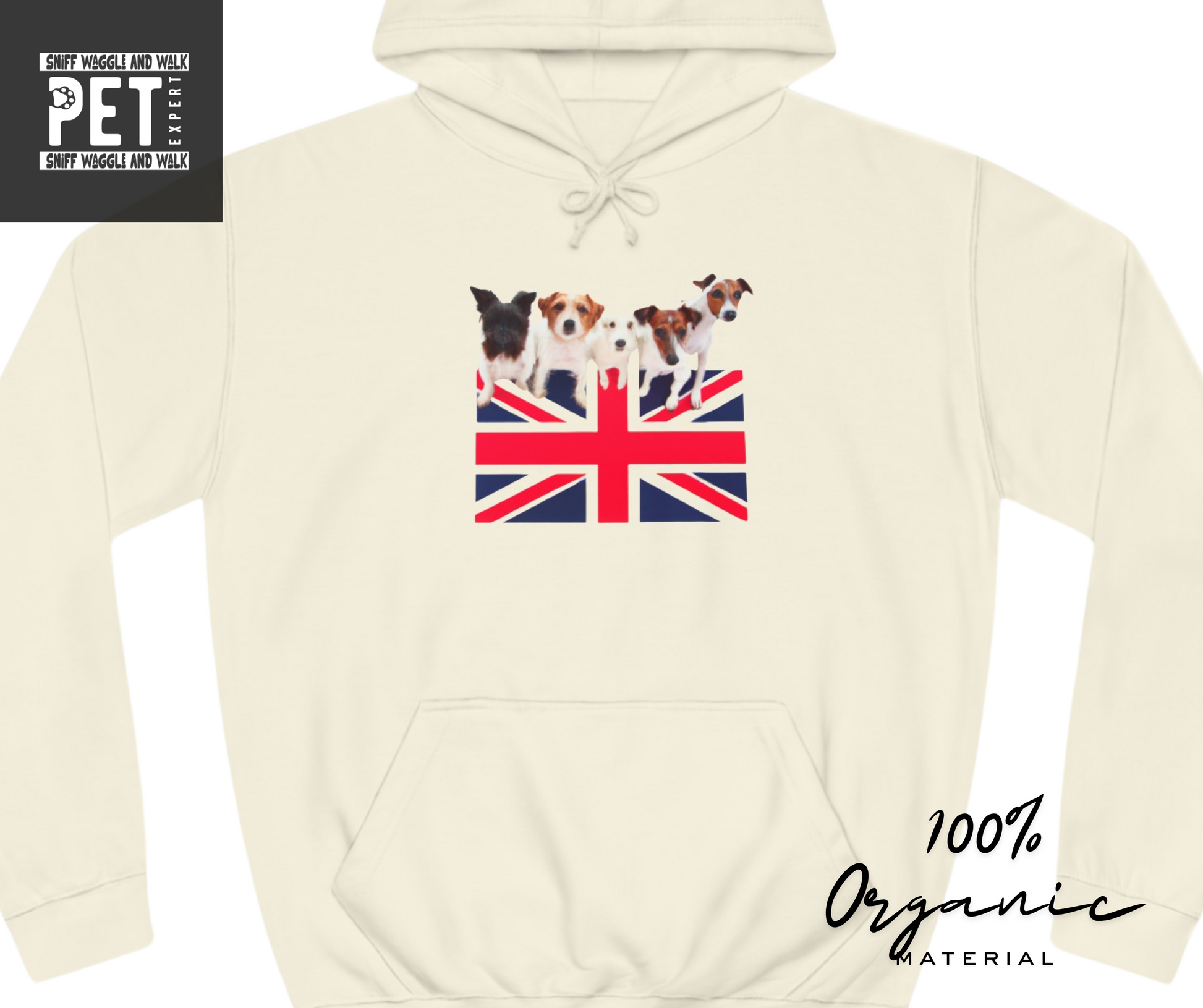 Union Jack-Unisex College Hoodie - Sniff Waggle And Walk white