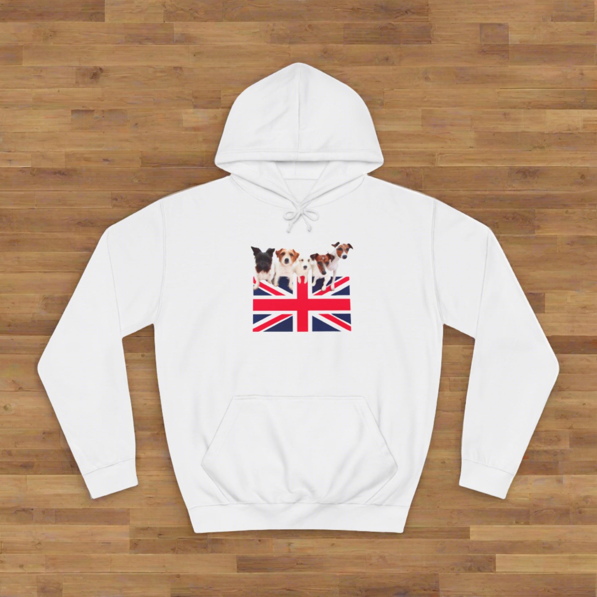 Union Jack-Unisex College Hoodie - Sniff Waggle And Walk white
