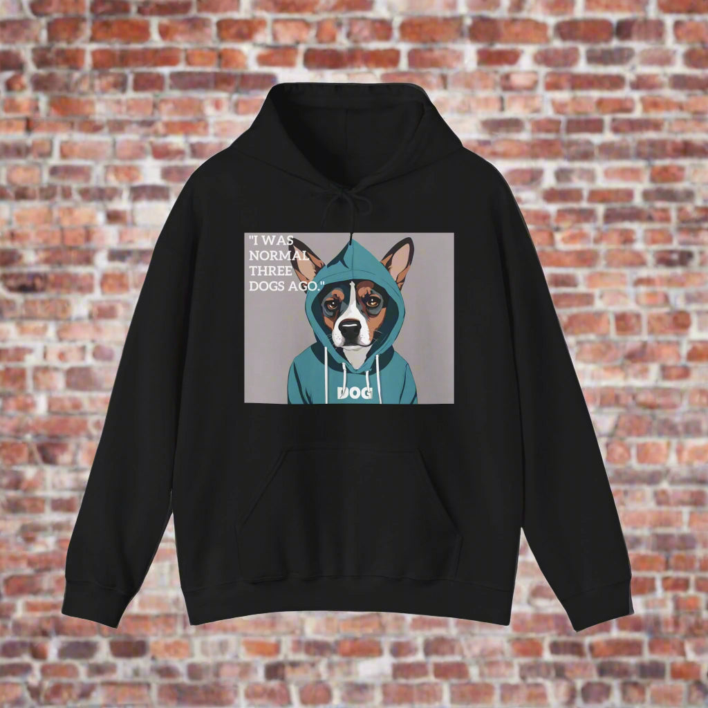 Unisex Heavy Blend™ I was normal three dogs ago Hooded Sweatshirt - Sniff Waggle And Walk black