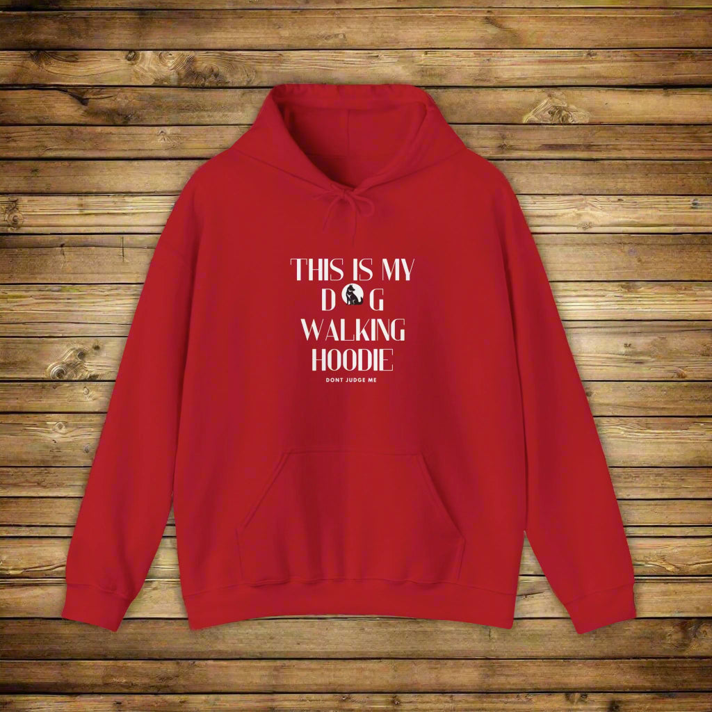 Unisex "This is my dog walking hoodie 2" Hooded Sweatshirt - Sniff Waggle And Walk red