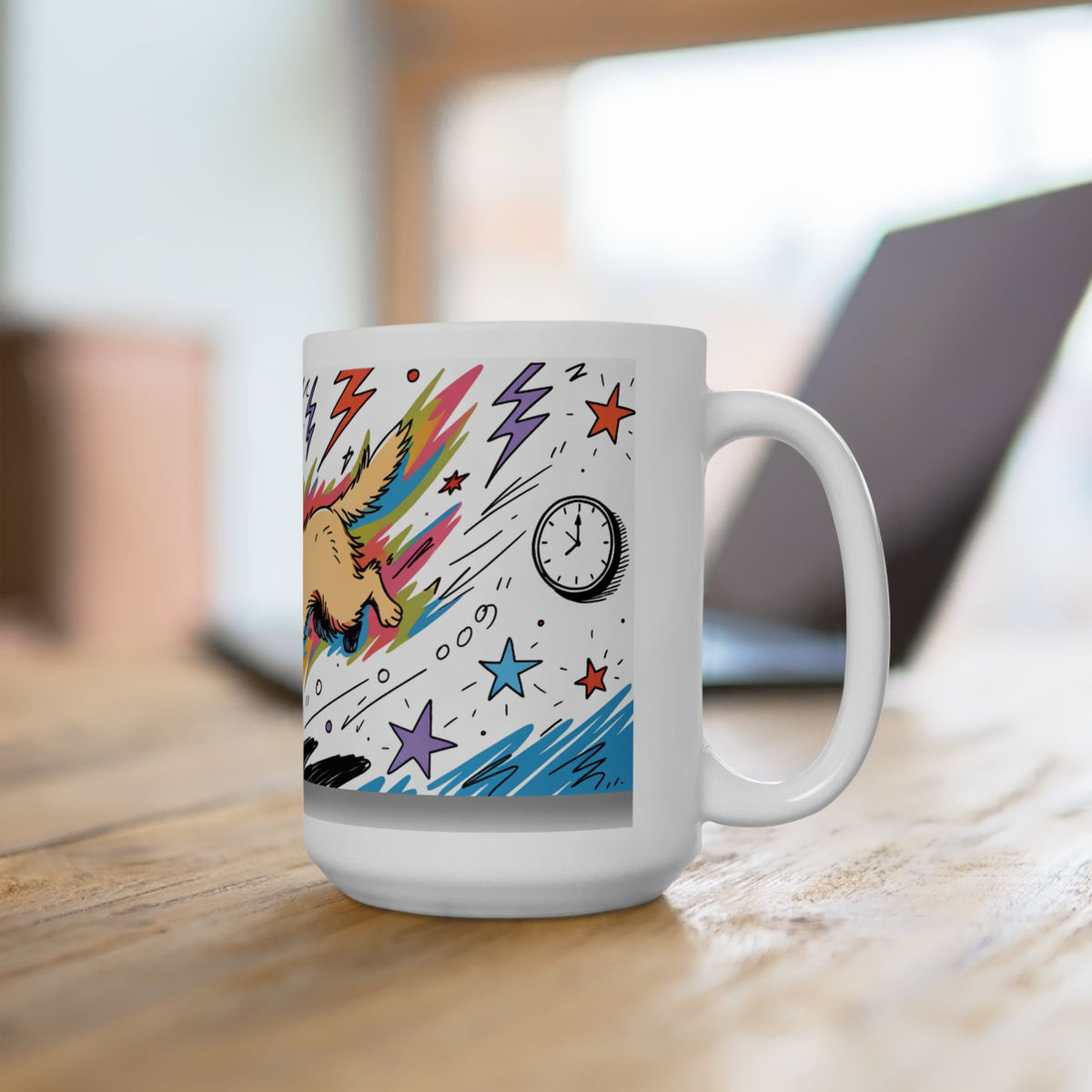 Golden Retriever ceramic coffee mug, 11oz and 15oz colourful doodle style Golden gift - view 18