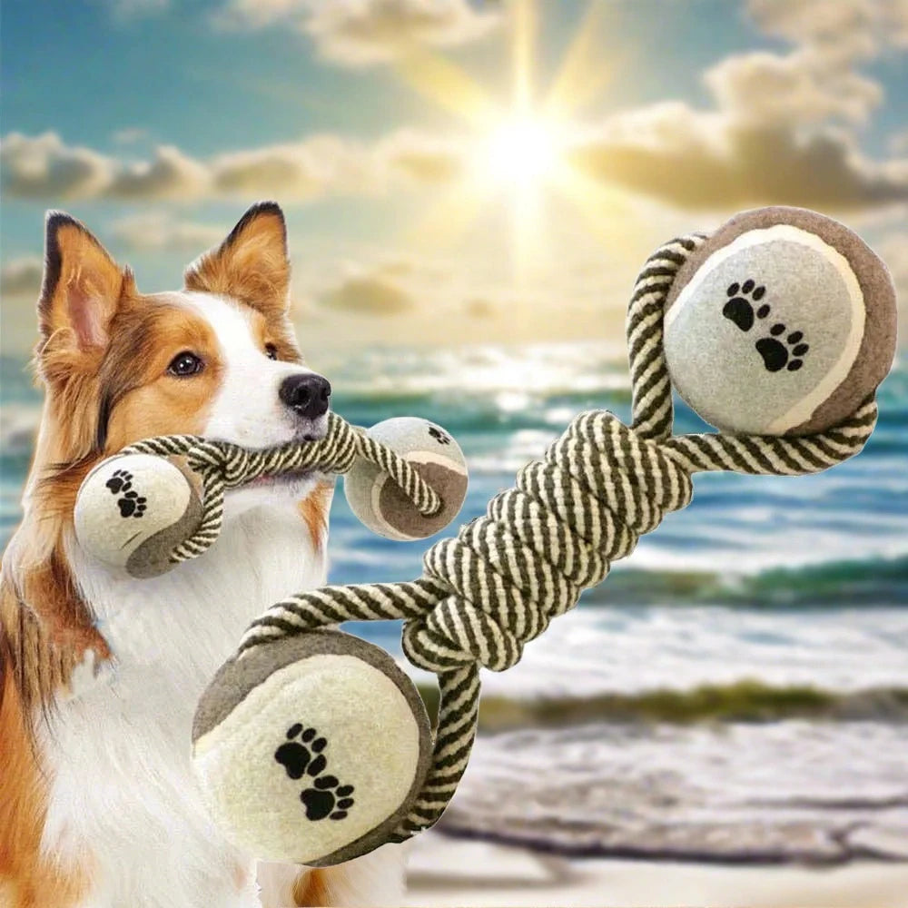 tough Pets Chew Toy Cotton Rope Dumbbell. - Sniff Waggle And Walk