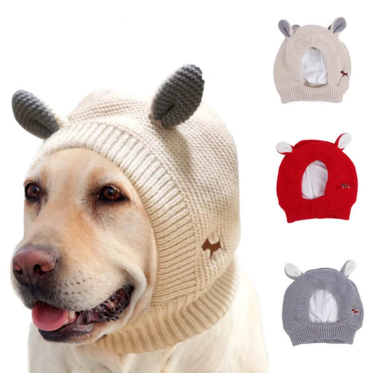 Ear Defending Dog Hat — knitted noise-reducing ear-cover hat for dogs, colour options — SniffWaggleNWalk