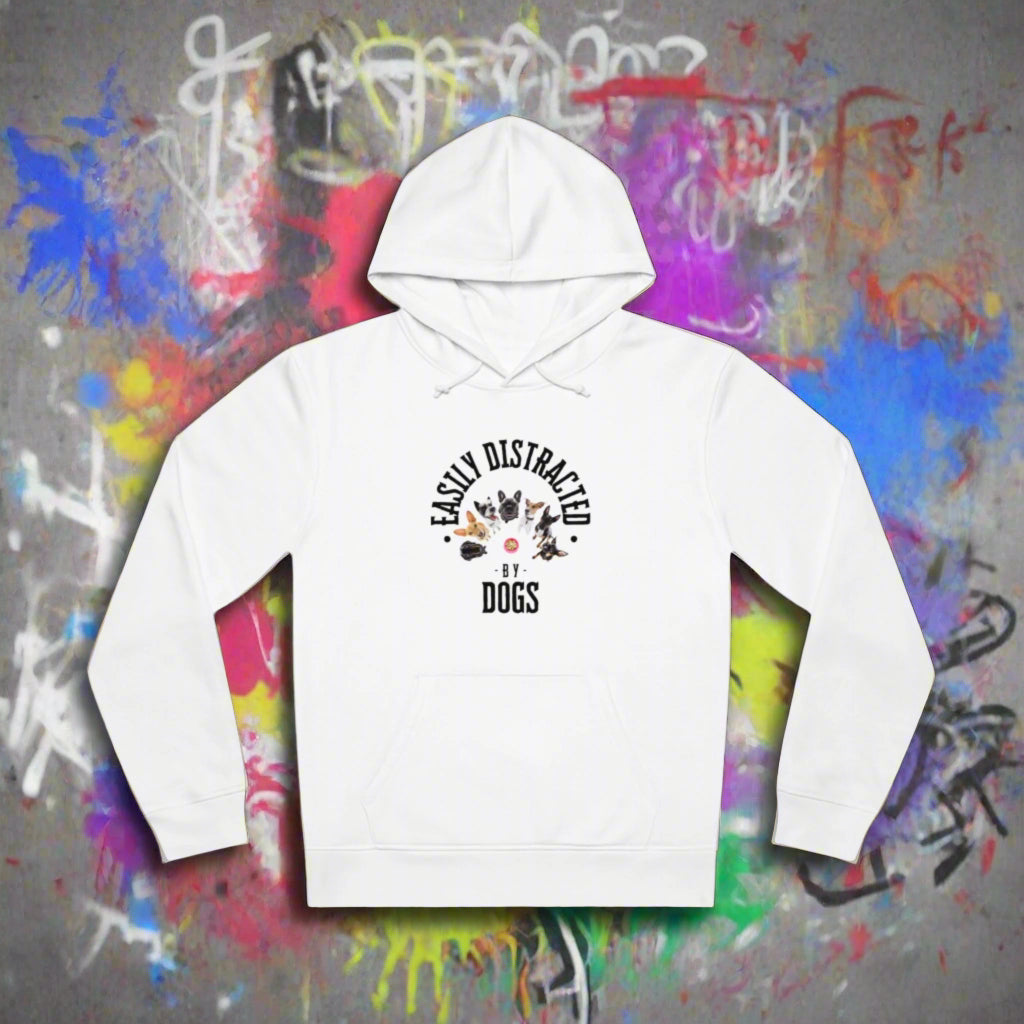 EASILY DISTRACTED BY DOGS Unisex Drummer Hoodie - Sniff Waggle And Walk