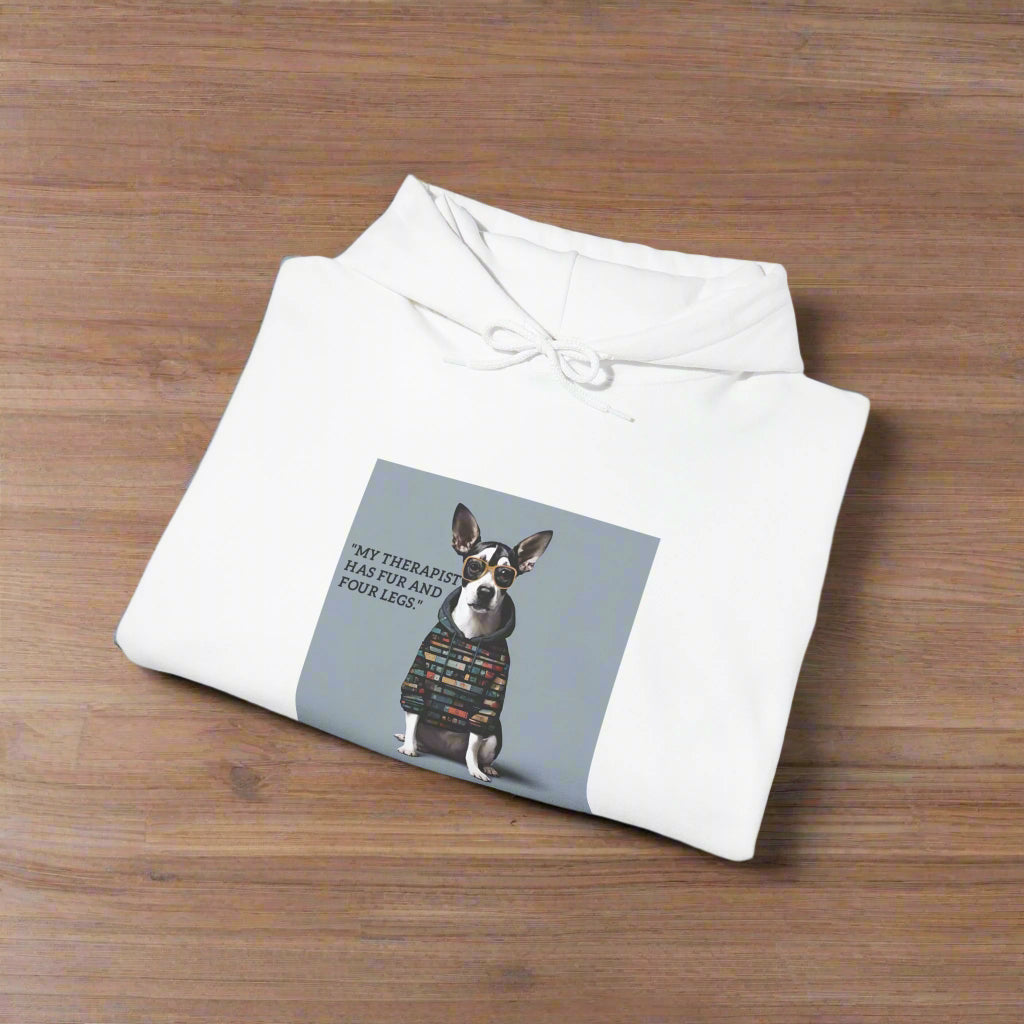 premium white folded dog walkin therapy hoodie