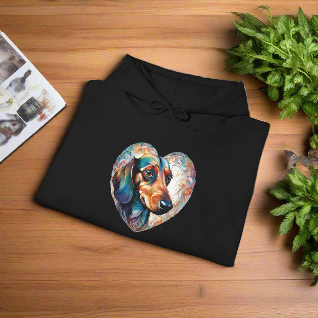 dachshund heart hoodie premium sausage dog clothes folded