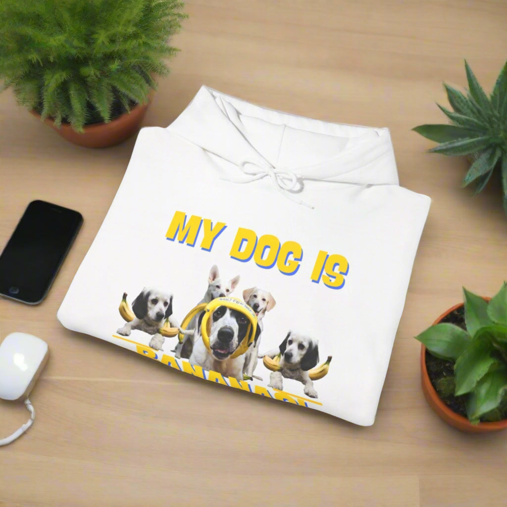 funny dog  Bananas" Hooded Sweatshirt - Sniff Waggle And Walk