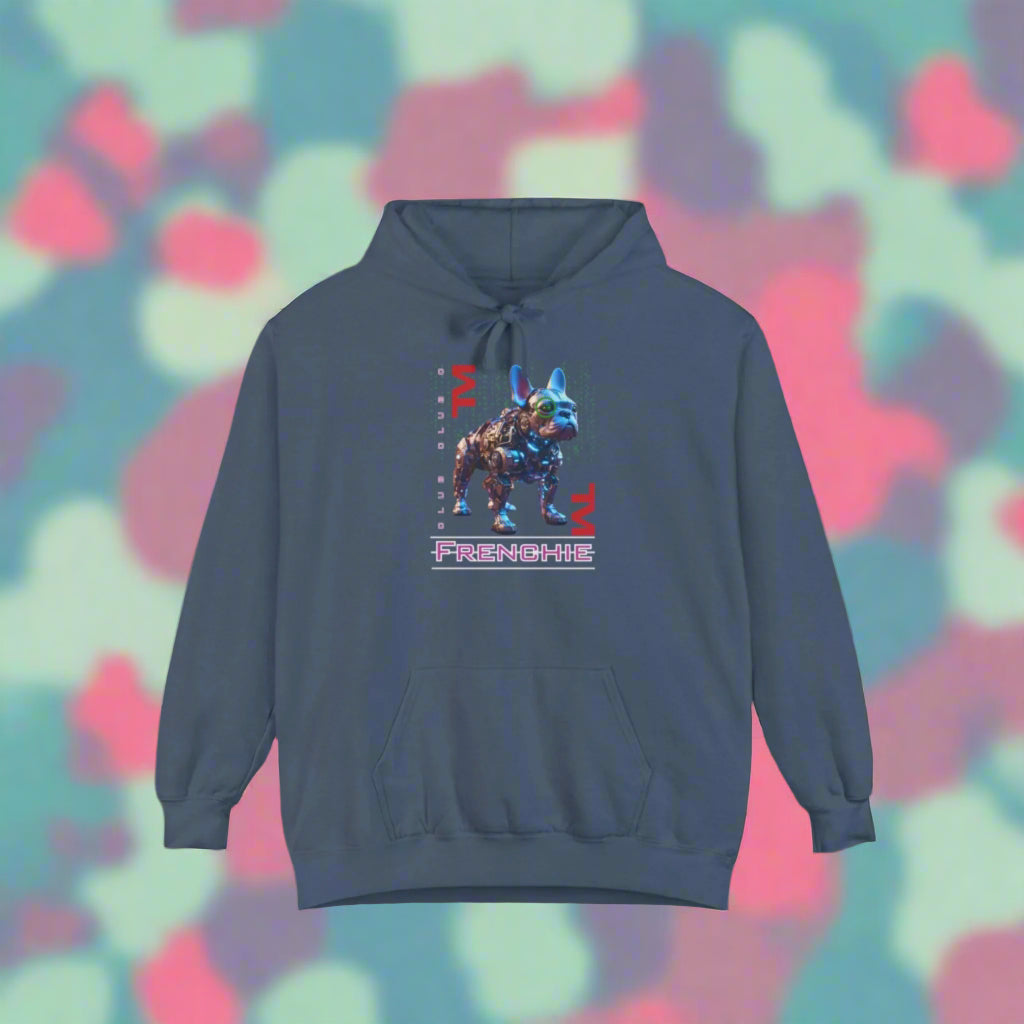 french bulldog "Premium Cotton-Blend Hoodie – Soft, cozy, and stylish casual hoodie for everyday wear. Perfect for layering and staying warm in any season." dark blue
