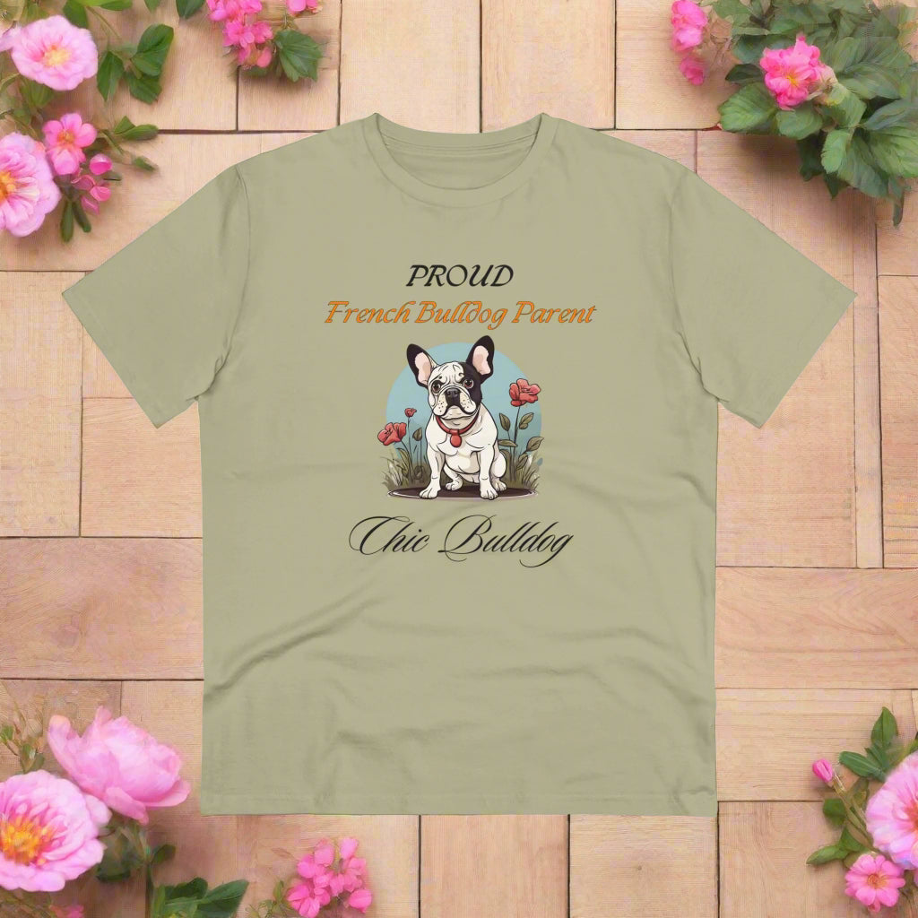 PROUD FRENCH BULLDOG PARENT "Chic Bulldog" Organic T-shirt - Unisex - Sniff Waggle And Walk saige