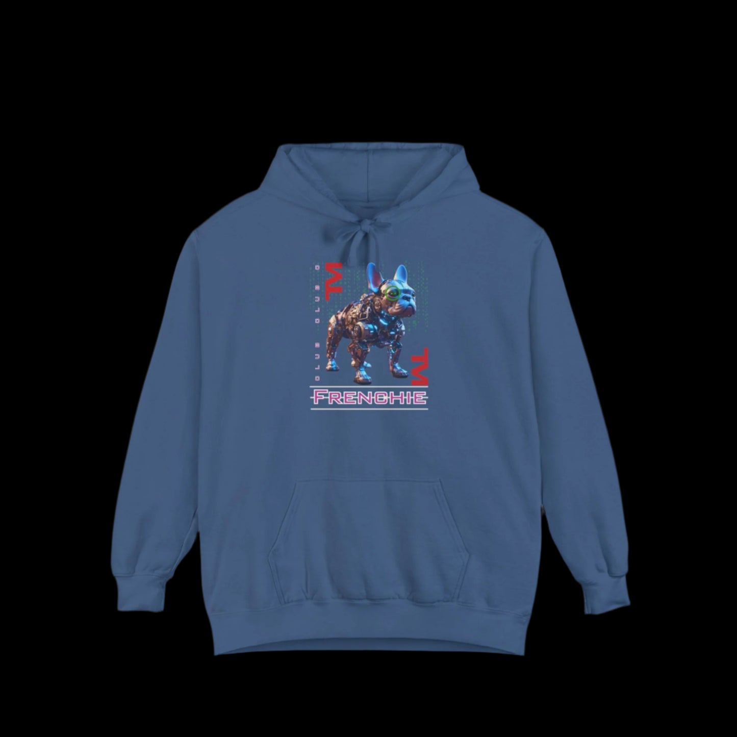 frenchie french bulldog "Premium Cotton-Blend Hoodie – Soft, cozy, and stylish casual hoodie for everyday wear. Perfect for layering and staying warm in any season." blue