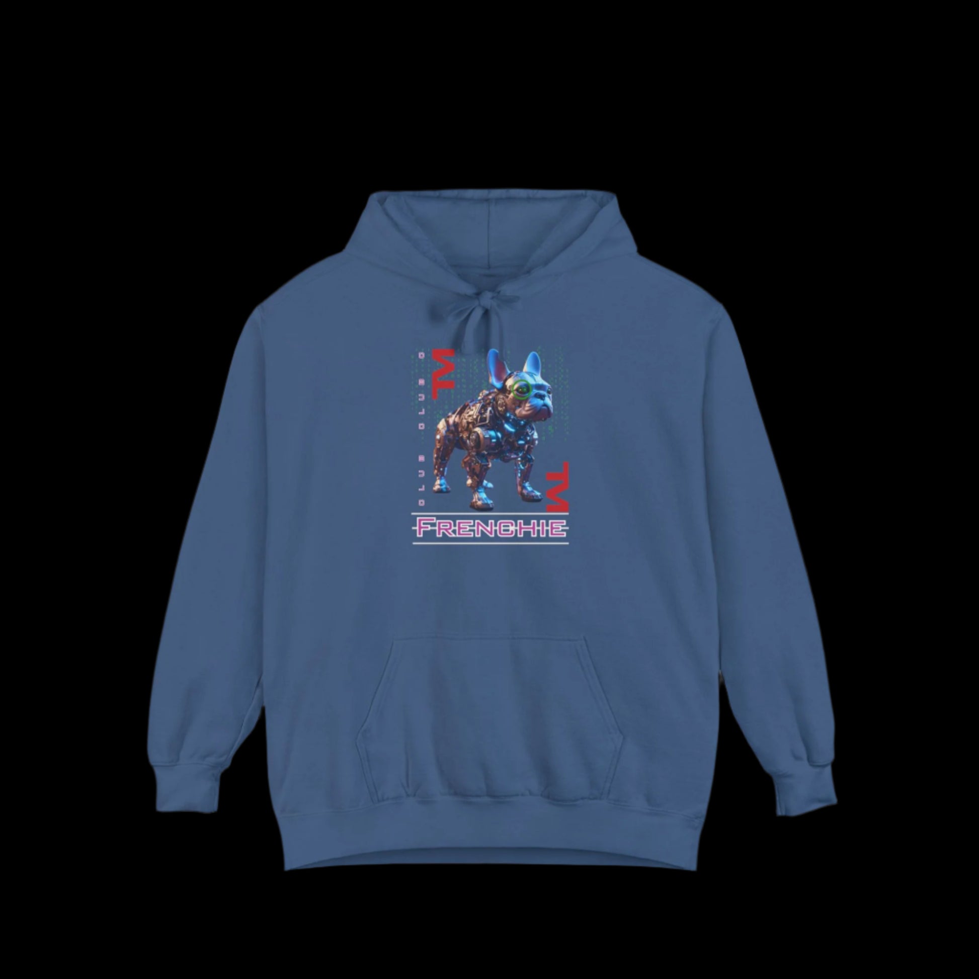 frenchie french bulldog "Premium Cotton-Blend Hoodie – Soft, cozy, and stylish casual hoodie for everyday wear. Perfect for layering and staying warm in any season." blue