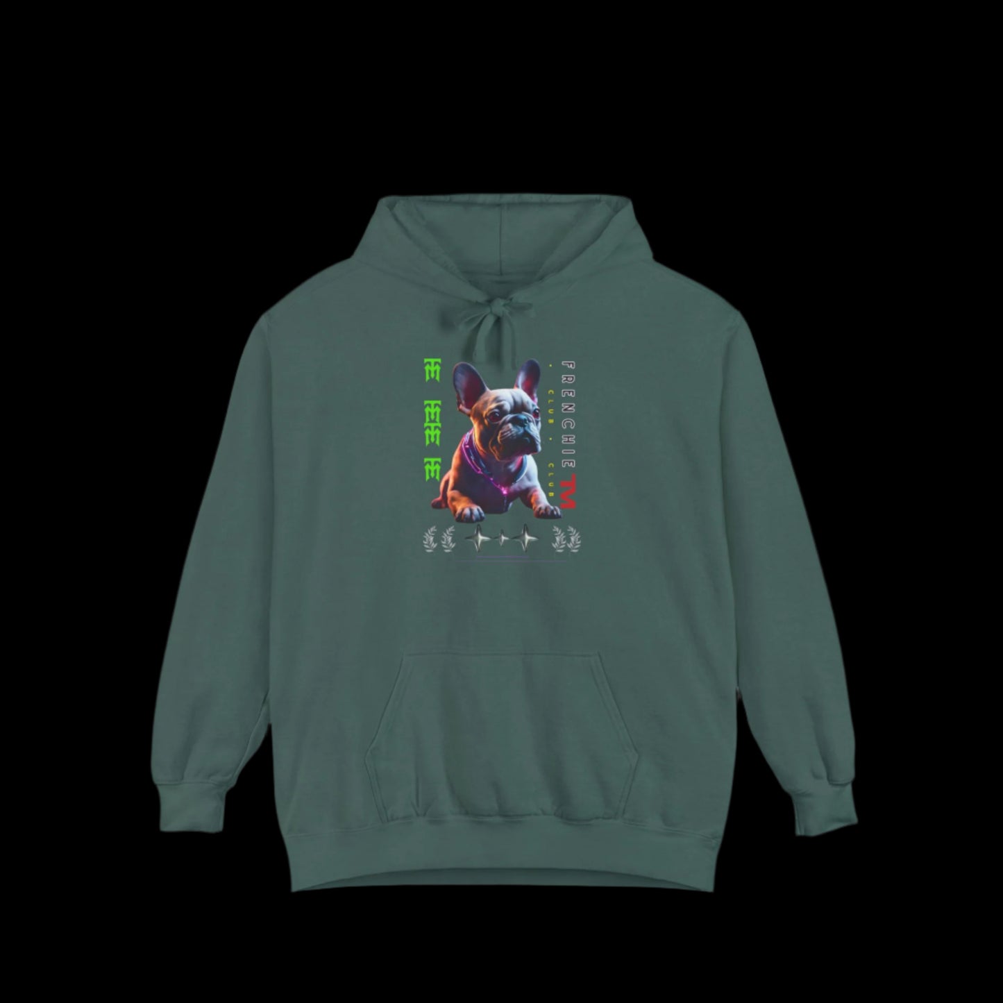 frenchie hoodie french bulldog garment green premium