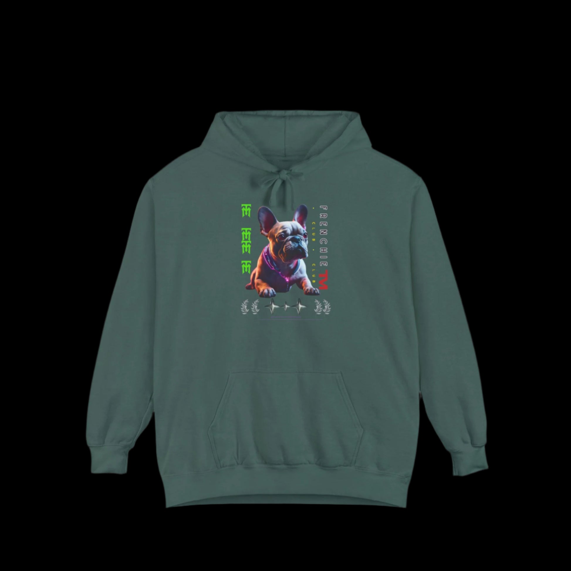 frenchie hoodie french bulldog garment green premium