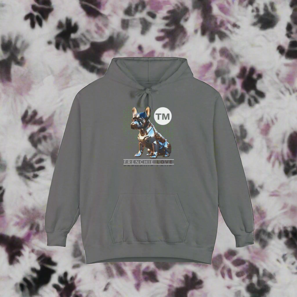 gray frenchie love metalic french bullog premium hoodie