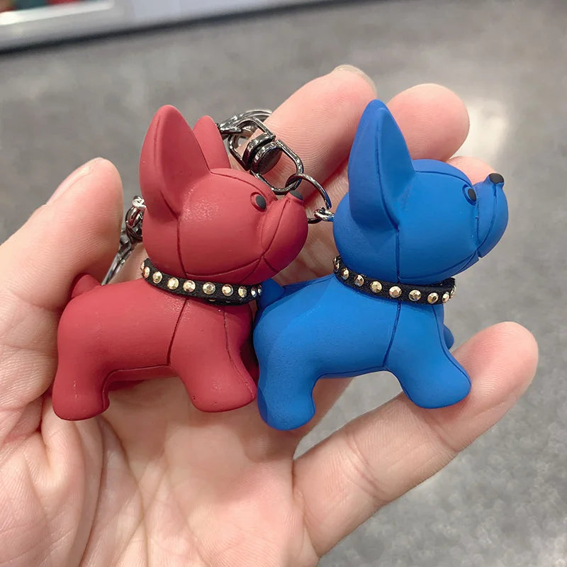 best Fashion Punk French Bulldog Keychain: Stylish PU Leather Dog Keychain. - Sniff Waggle And Walk