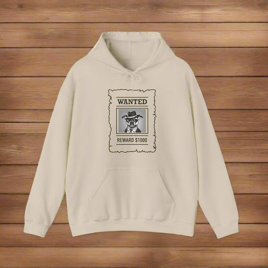 Unisex=Blend™ "Wanted" Hooded Sweatshirt - Sniff Waggle And Walk cream
