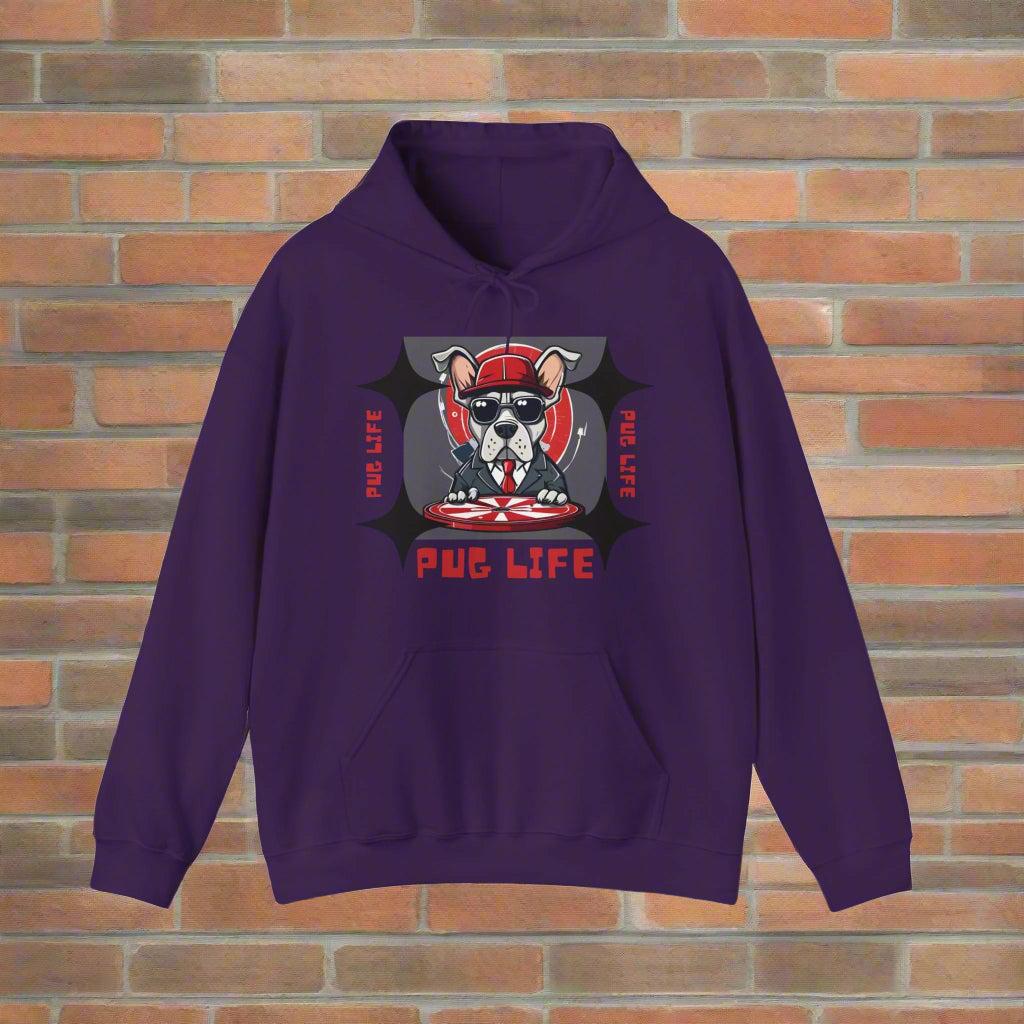 Unisex Heavy Blend™ Hooded Sweatshirt - Sniff Waggle And Walk purple gangster dog