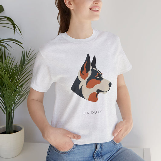 German Shepherd On Duty t-shirt in ash, front view