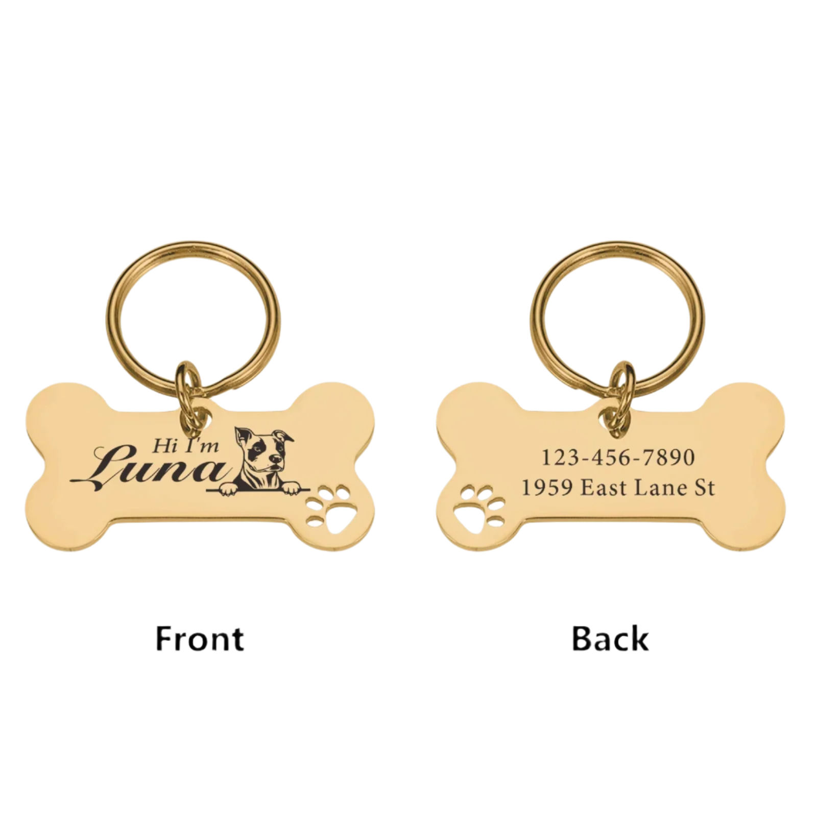 Customized pet Collar Tag Color Bone Pendant. - Sniff Waggle And Walk