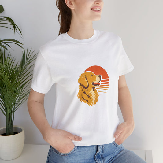 Golden Retriever Golden Hour T-Shirt in White — SniffWaggleNWalk™