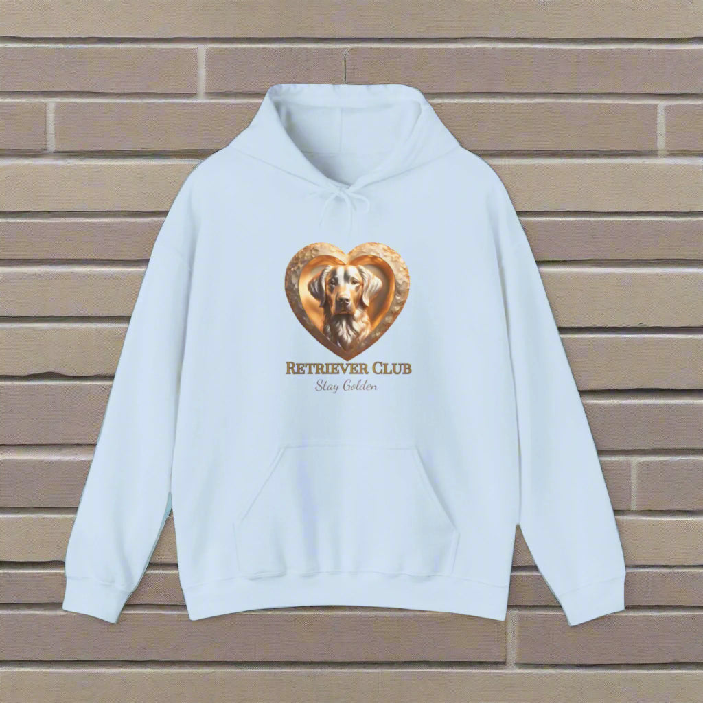 golden retriever club hoodie light blue