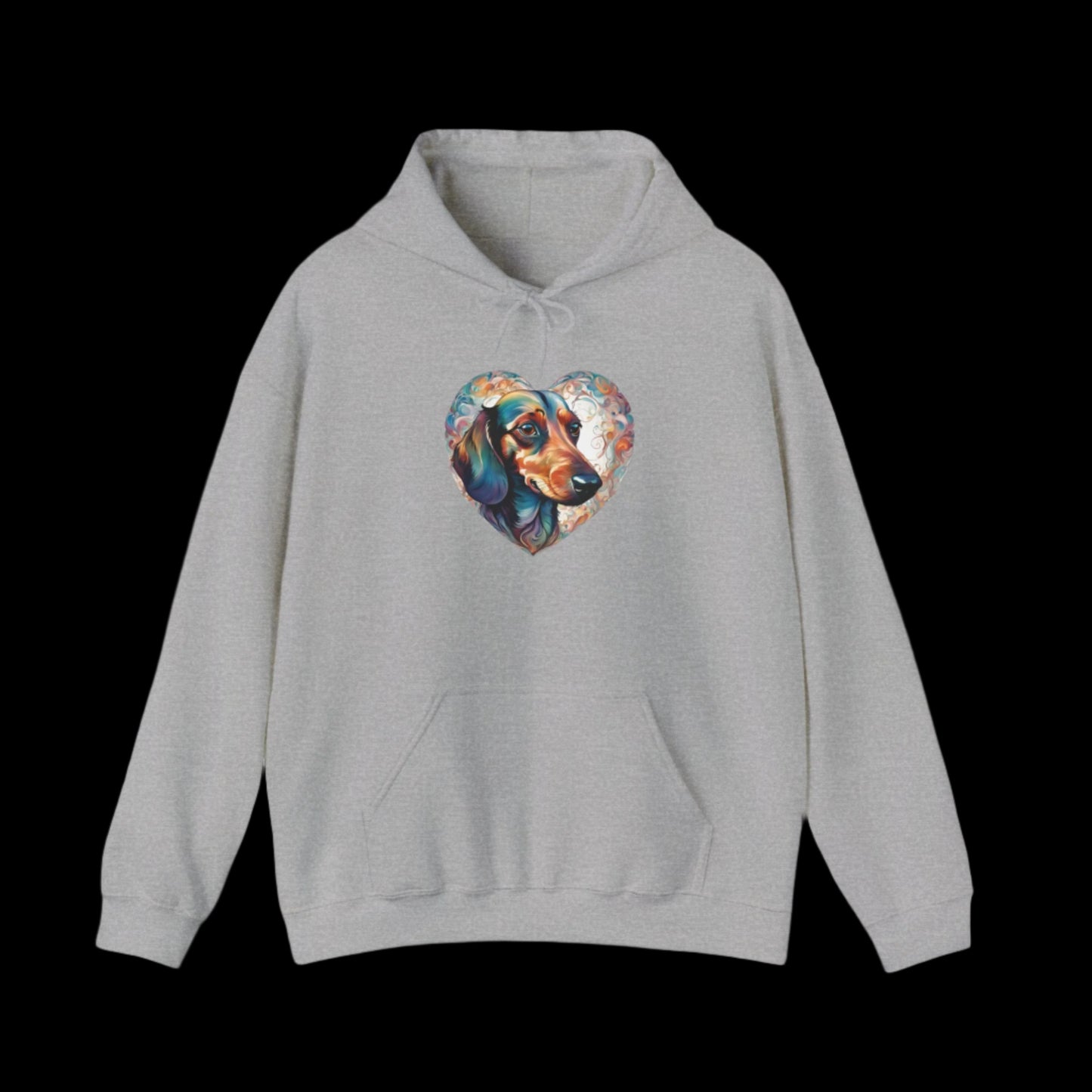 gray dachshund heart hoodie premium sausage dog clothes