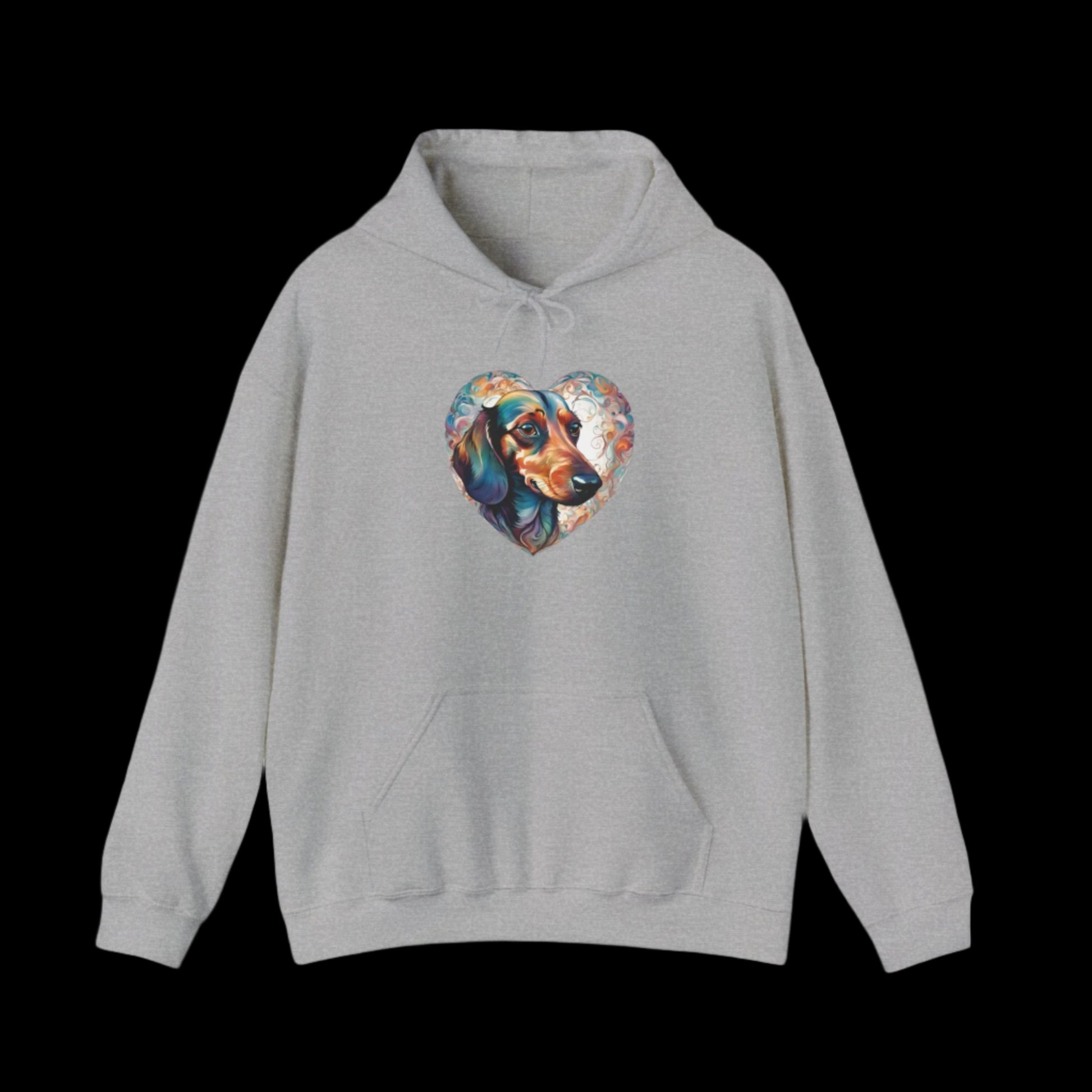 gray dachshund heart hoodie premium sausage dog clothes