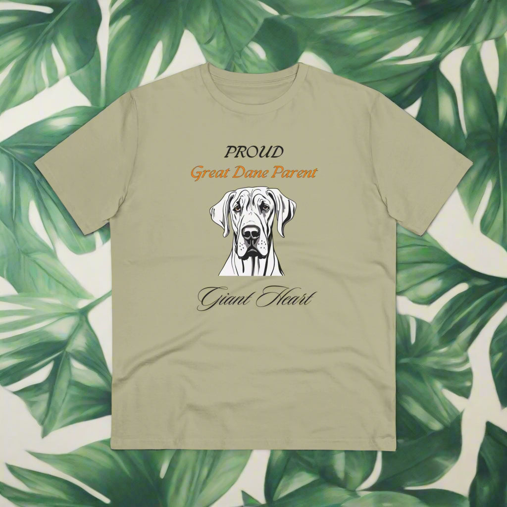GREAT DANE PARENT "Giant Heart" Organic T-shirt - Unisex - Sniff Waggle And Walk peach