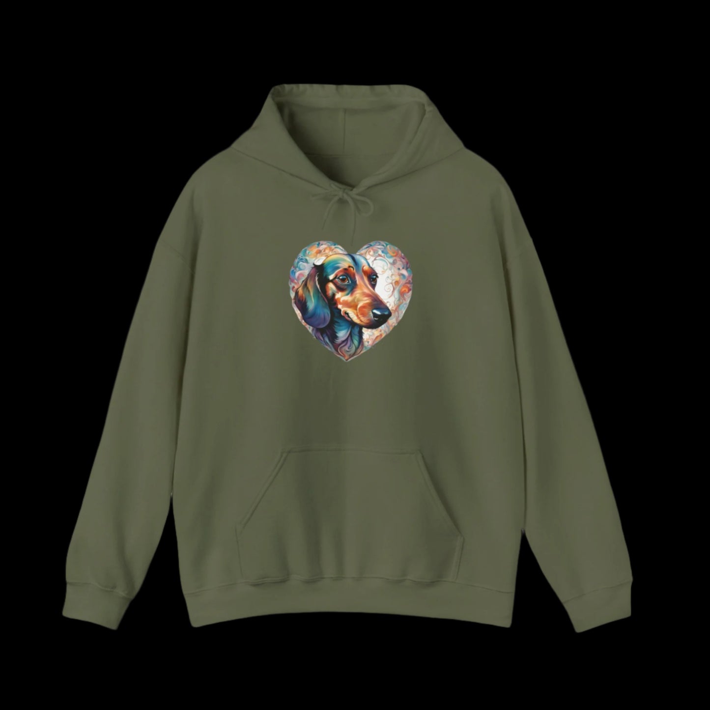 green dachshund heart hoodie premium sausage dog clothes