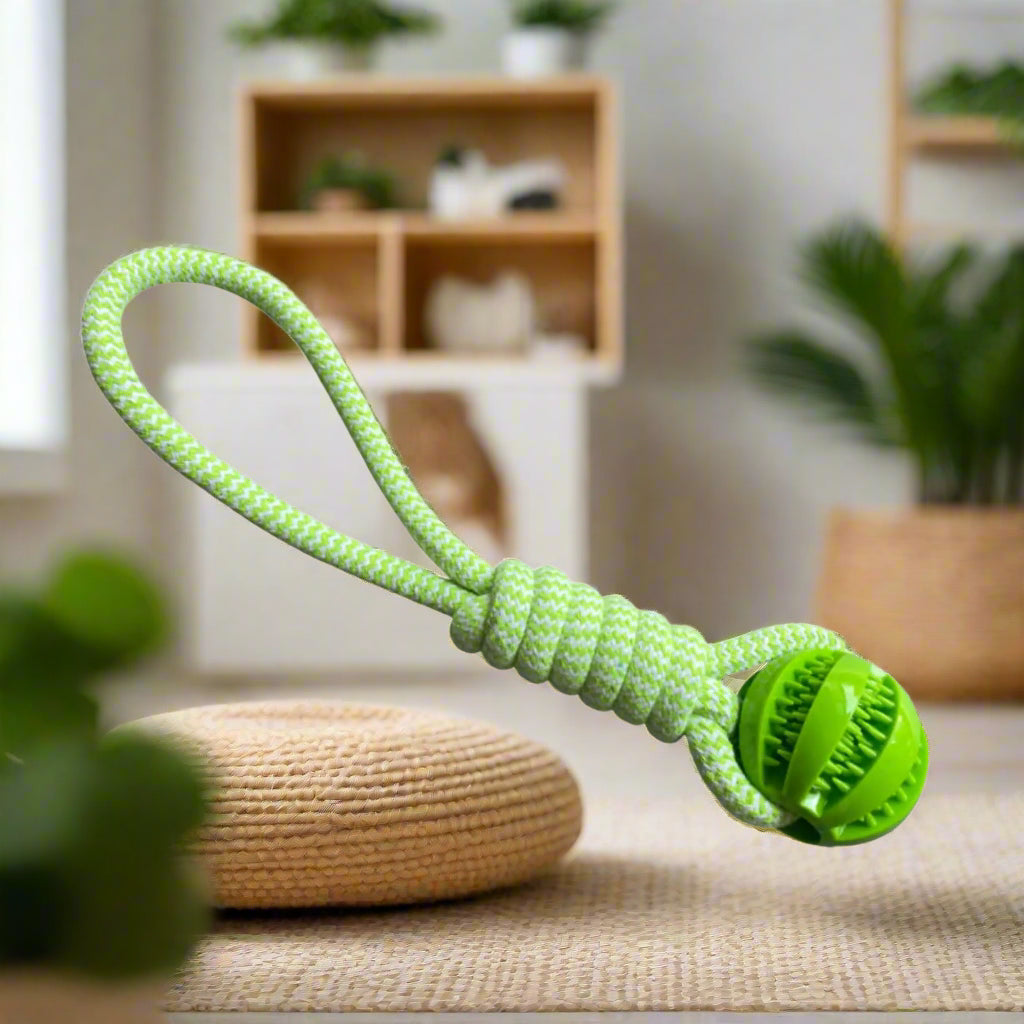 hemp Rope small dog chew resistant ball. - Sniff Waggle And Walk