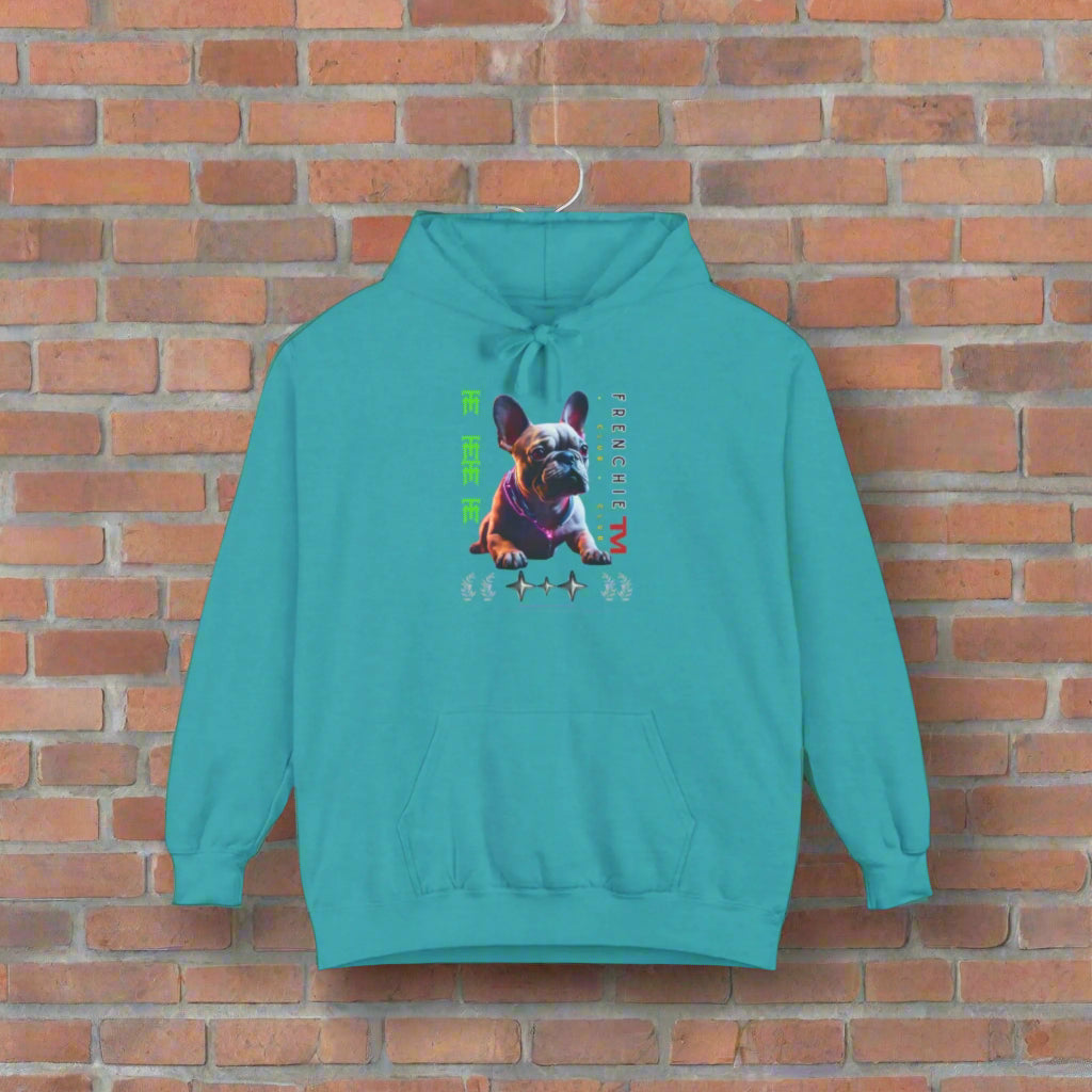 frenchie hoodie french bulldog garment green blue