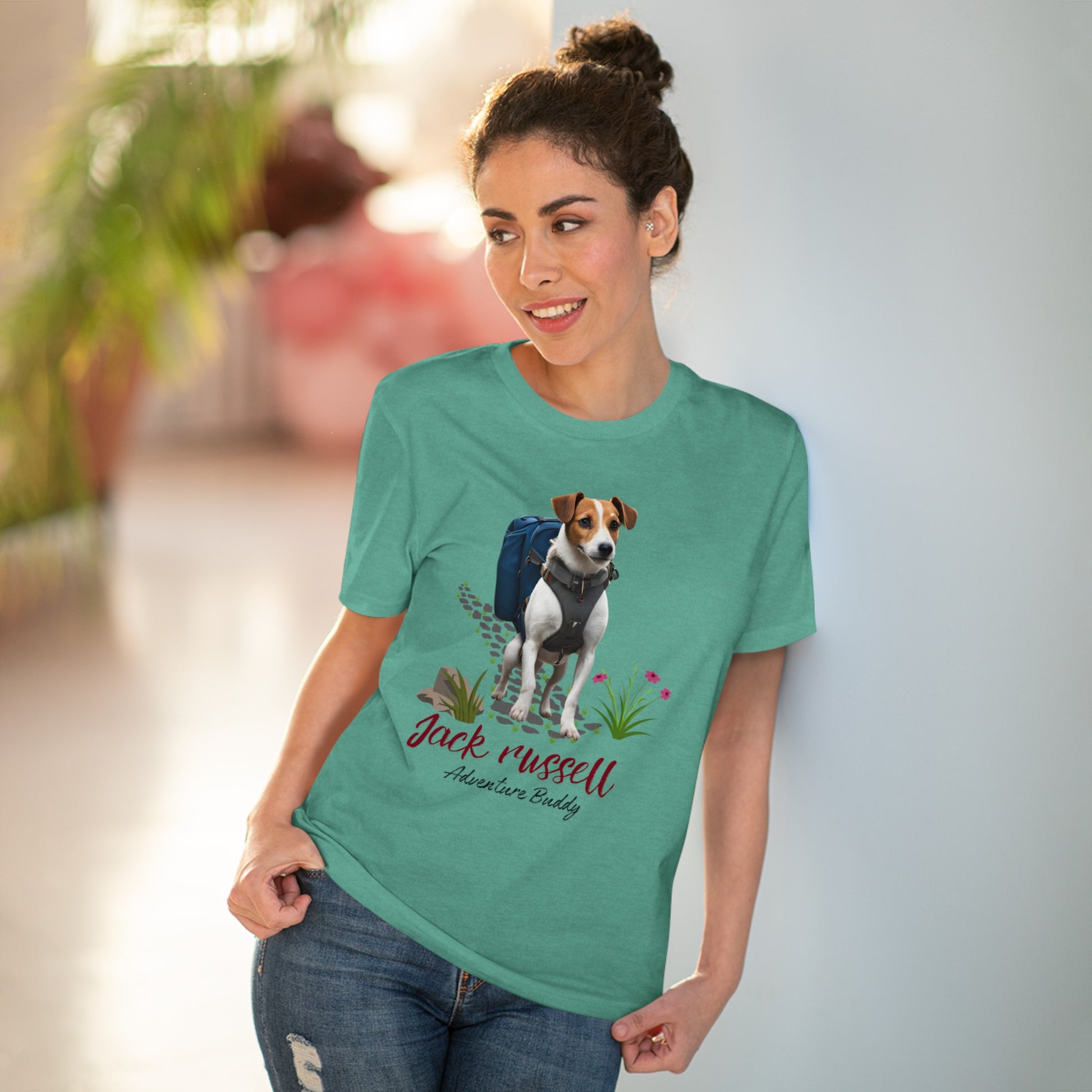 "JACK RUSSELL ADVENTURE BUDDY" green jack russel tshirt
