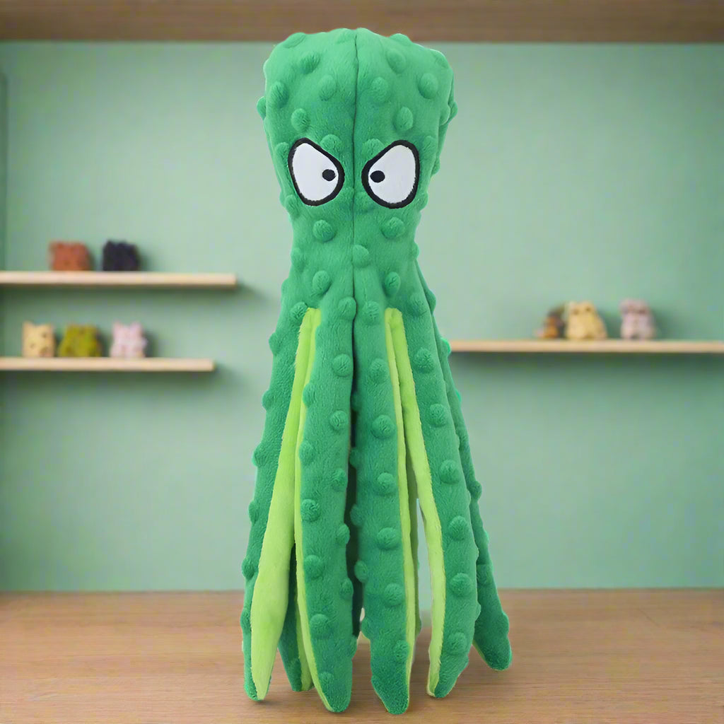 green octopus dog Toy. - Sniff Waggle And Walk