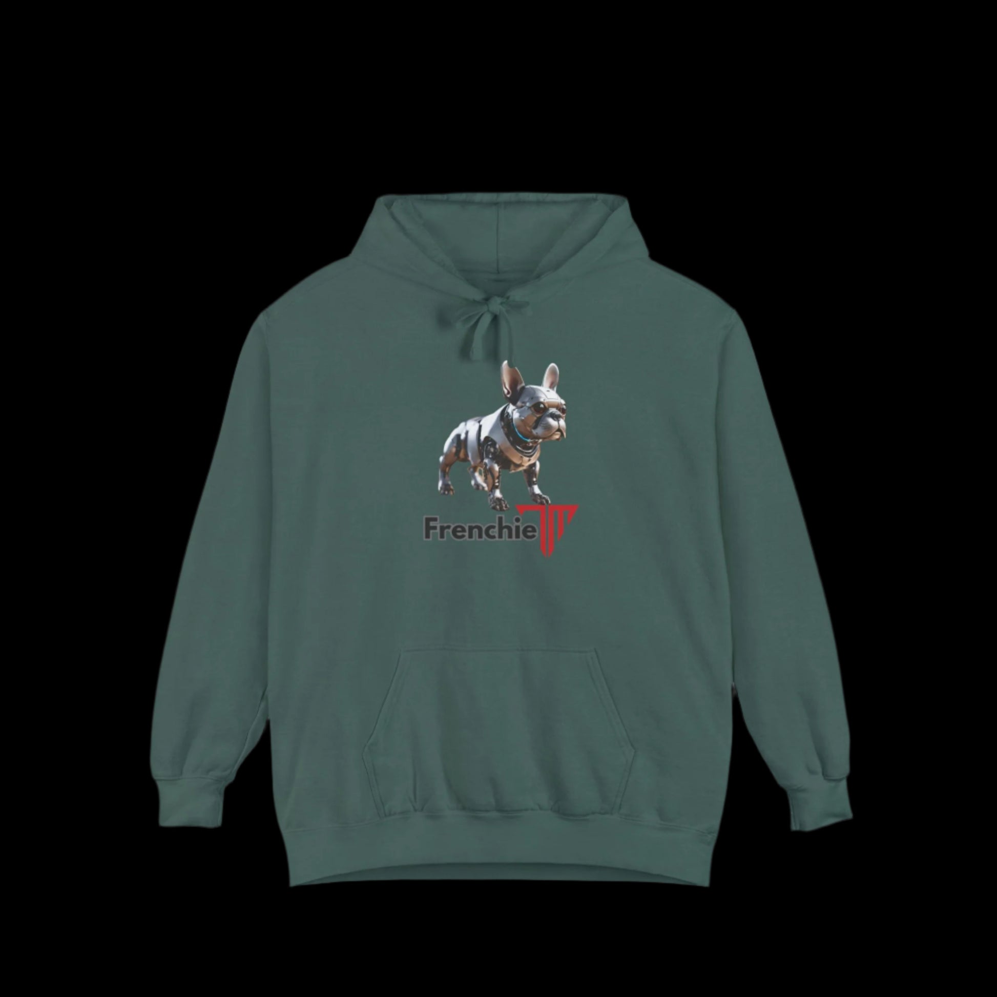 green robot french bulldog hoodie