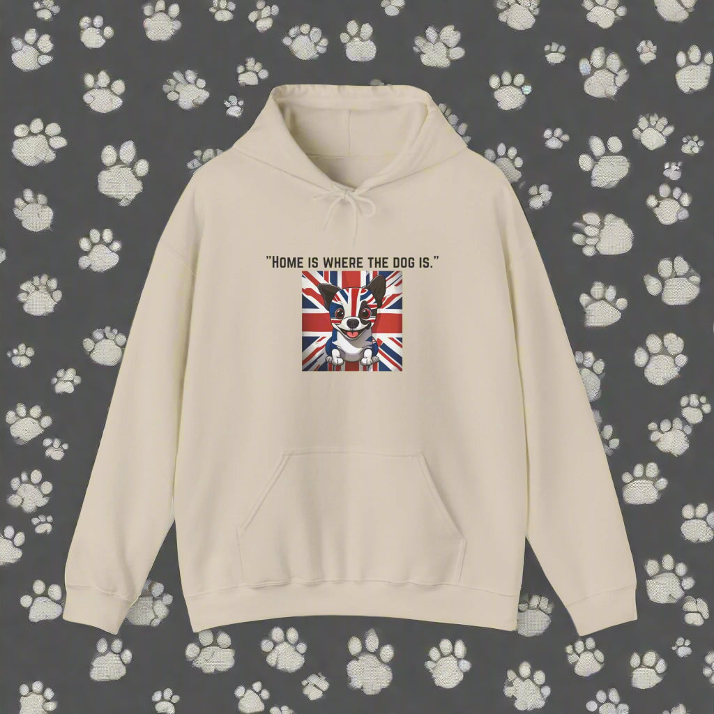 Unisex Blendβ’"Home is where the dog is." Hooded Sweatshirt - Sniff Waggle And Walk cream