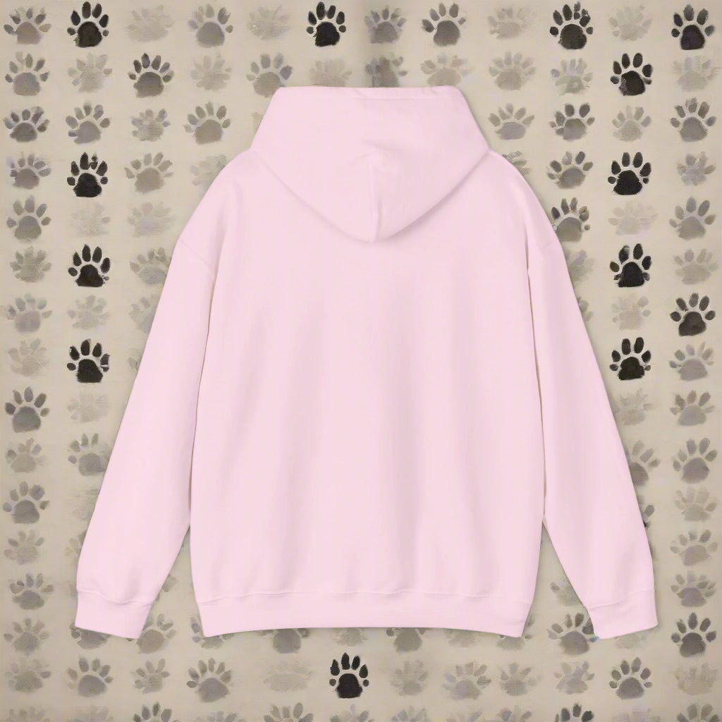 hood down "Home is where the dog is." Hooded Sweatshirt - Sniff Waggle And Walk pink