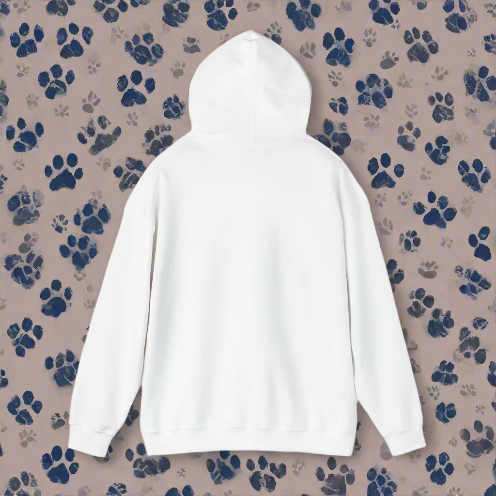 best quality dog walking hoodie gift idea hood up view white