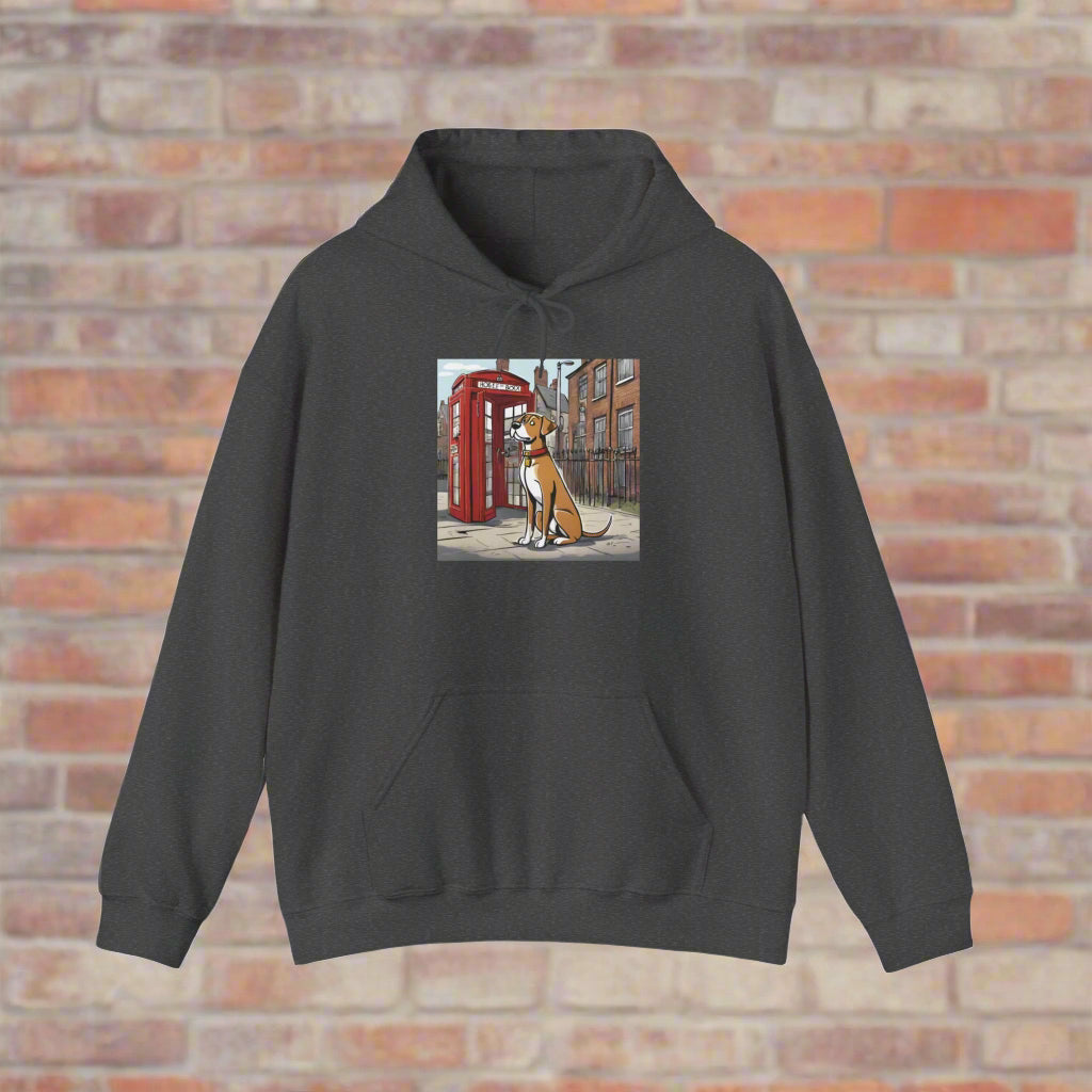 dog + phone box Hooded Sweatshirt - Sniff Waggle And Walk gray