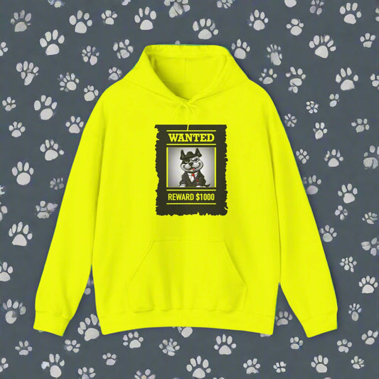 "Wanted" Hooded Sweatshirt - Sniff Waggle And Walk yellow dog lover gift