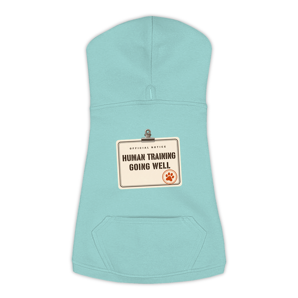 Human Training dog hoodie in Saltwater Blue, sizes L to 3XL