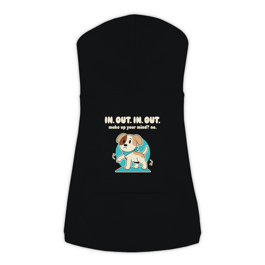 In. Out. In. Out. Dog Hoodie in Black, sizes L to 3XL