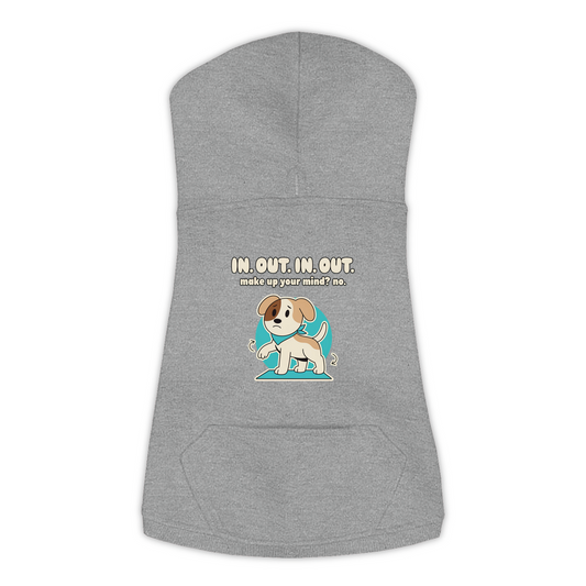 In. Out. In. Out. Dog Hoodie in Granite Heather, sizes L to 3XL