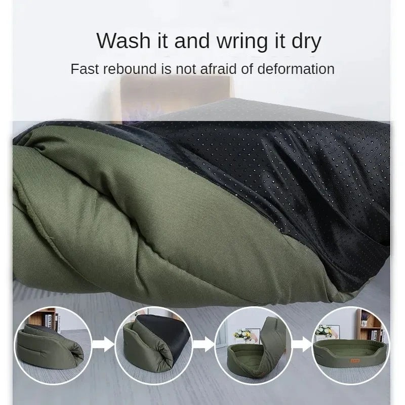 Hand washable plush cushion dog bed in solid color pattern