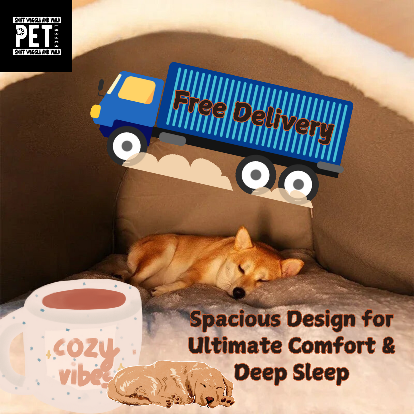 Luxury Big Dog Kennel – 100% Cotton Comfort & Easy Wash Mat.Sniffwaggleandwalk™