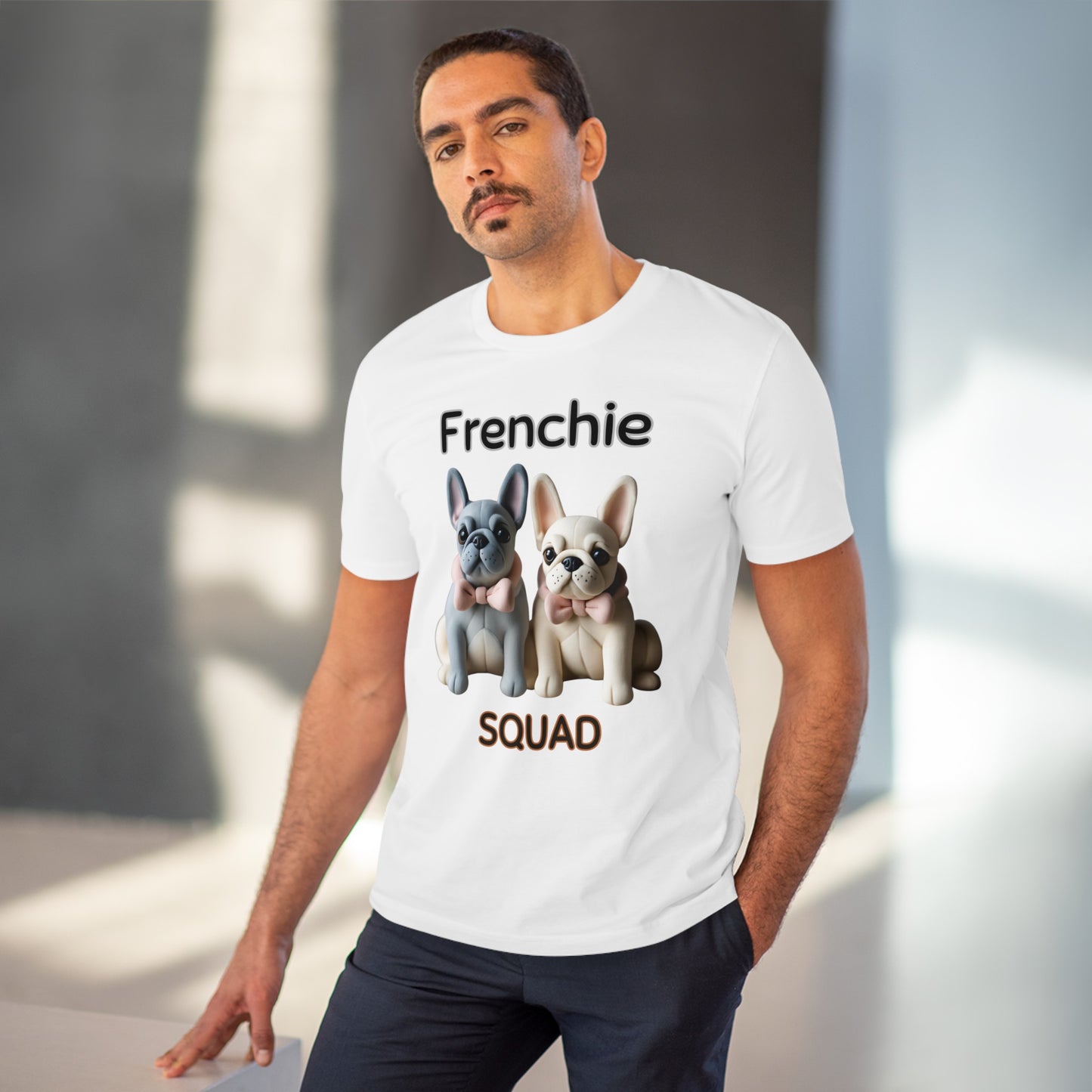 white frenchie french bulldog t-shirt
