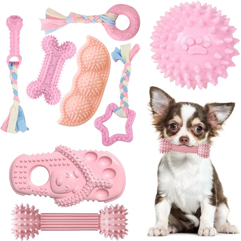 moler cleaning dog toys Dog Chew Toy: Pink Rubber Durable Molars Training Toys. - Sniff Waggle And Walk
